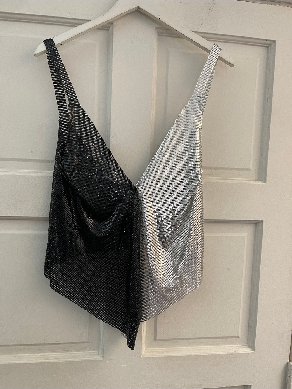superdown Black & Silver Sequin Asymmetric Cami